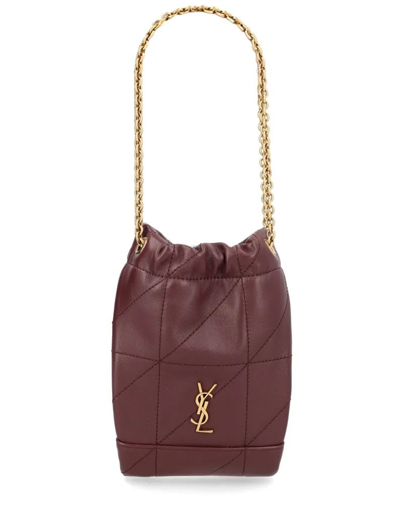 Saint Laurent Women's Cassandre Logo Bag Bordeaux Lambskin Handbags Hand Burgundy