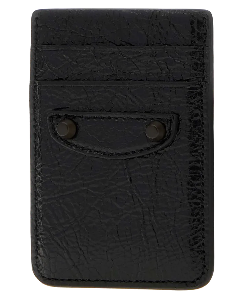 Balenciaga Men's Black Leather Le City Card Holder Portafogli Wallet Black