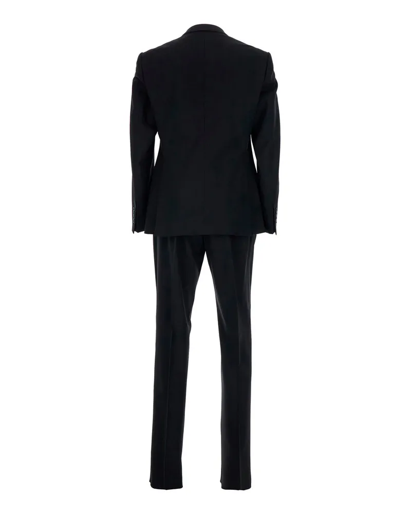 Emporio Armani Men's Single-Breasted Suit Black Wool Virgin Suits Black