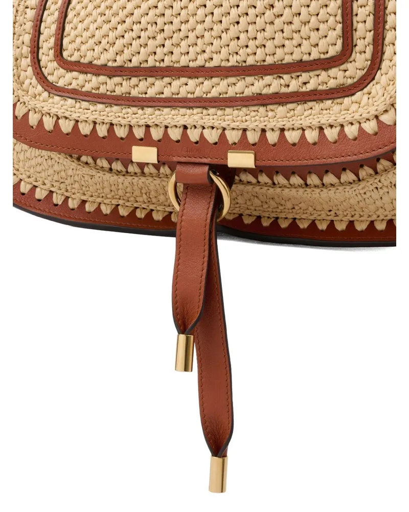 Chloé Marcie Raffia Shoulder Bag — Beige Beige