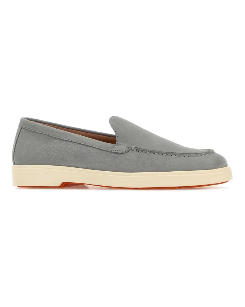 Santoni Women's Grey Suede Yalta Loafers Azzurro Mocassini Gray