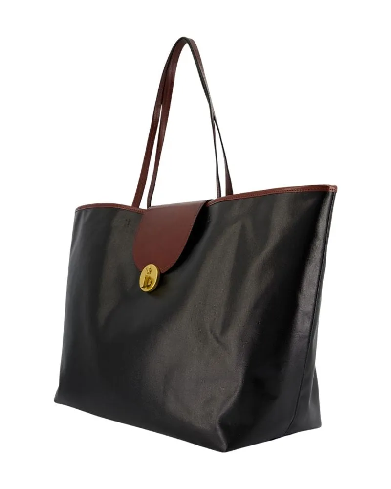 Versace Women's Large Tote Bag -  Leather Black Calfskin Totes-Shopping-Bags Black