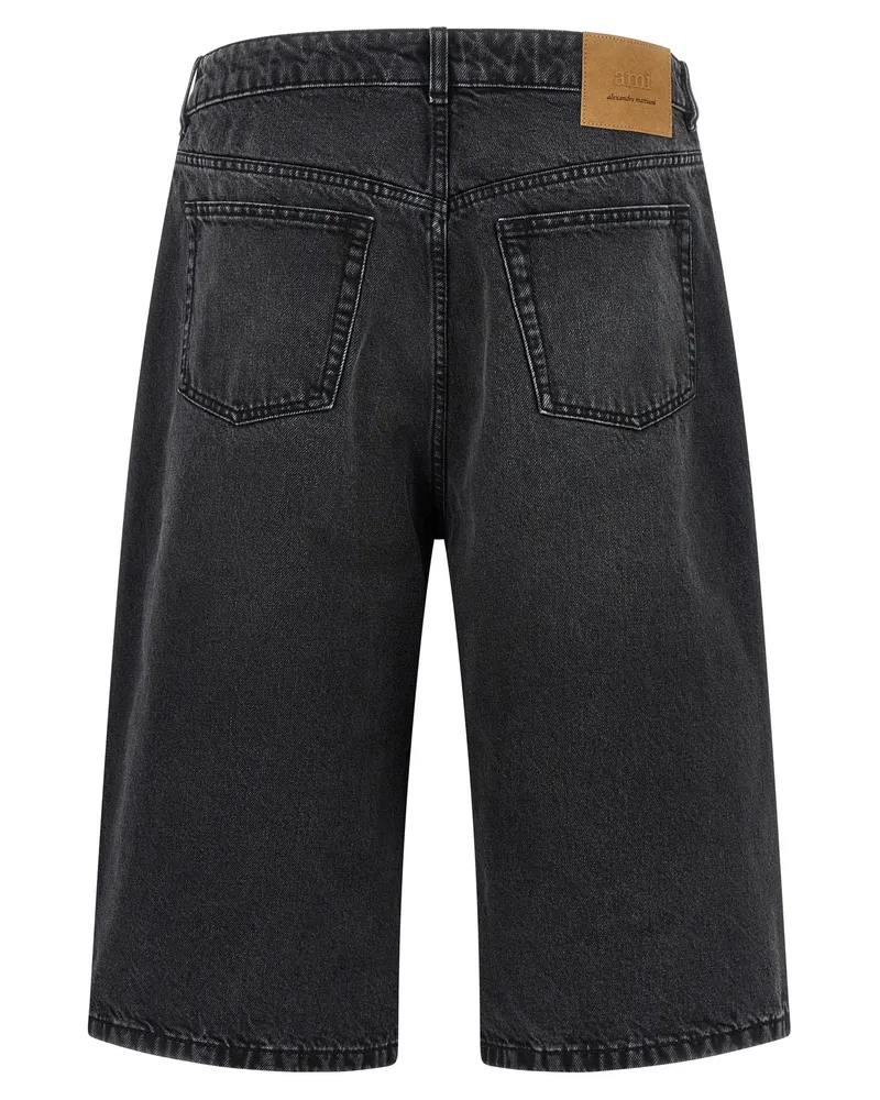 AMI Paris Men's Black Cotton Bermuda Shorts Black