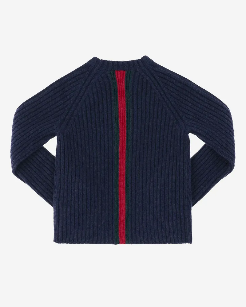 Gucci Boys' Wool Sweater With Web Detail Navy Navy