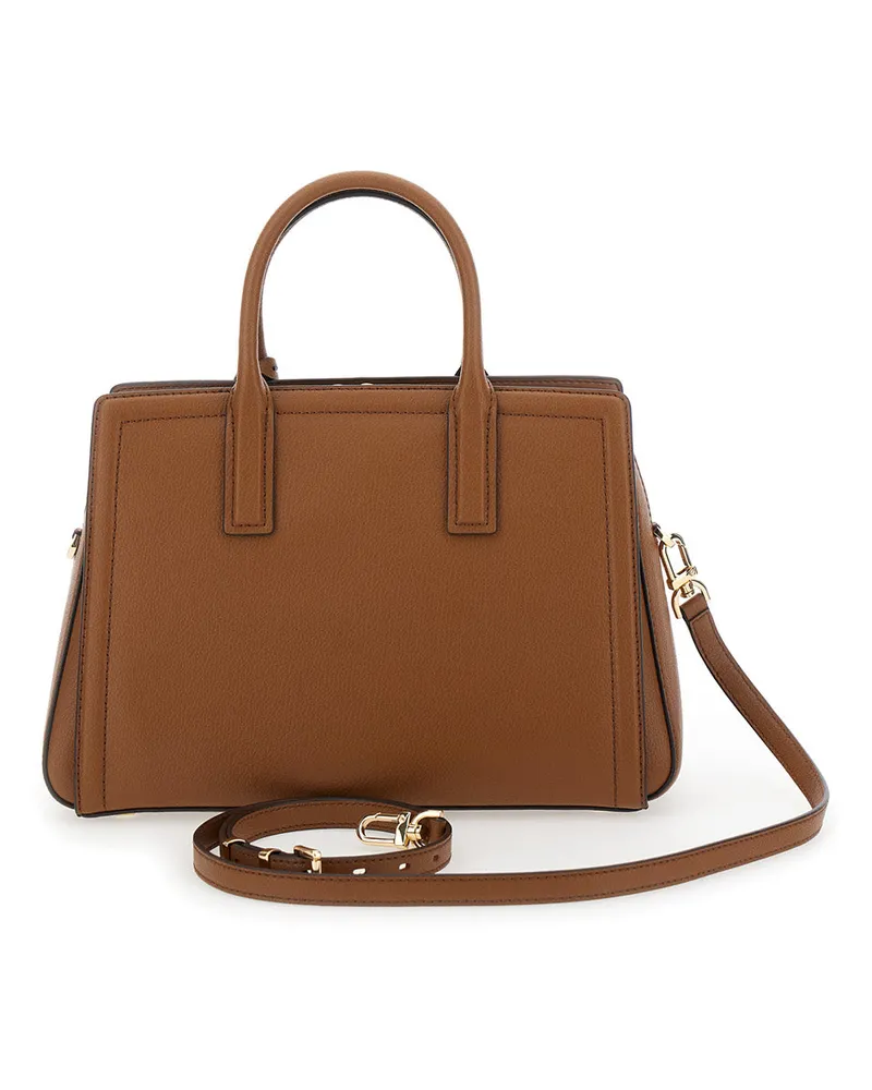 Michael Kors Women's Handbag Brown Leather With Logo Pendant Cow Handbags Hand Bags Brown
