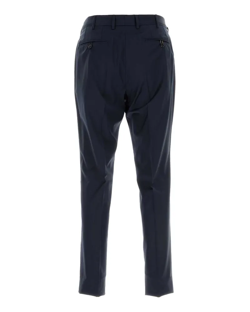 Brioni Men's Navy Blue Stretch Wool Pant Exterior: Elastane Pantaloni Navy