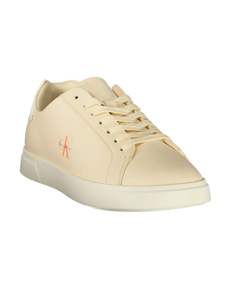Calvin Klein Polyurethane Lace-Up Sneaker — Beige Beige