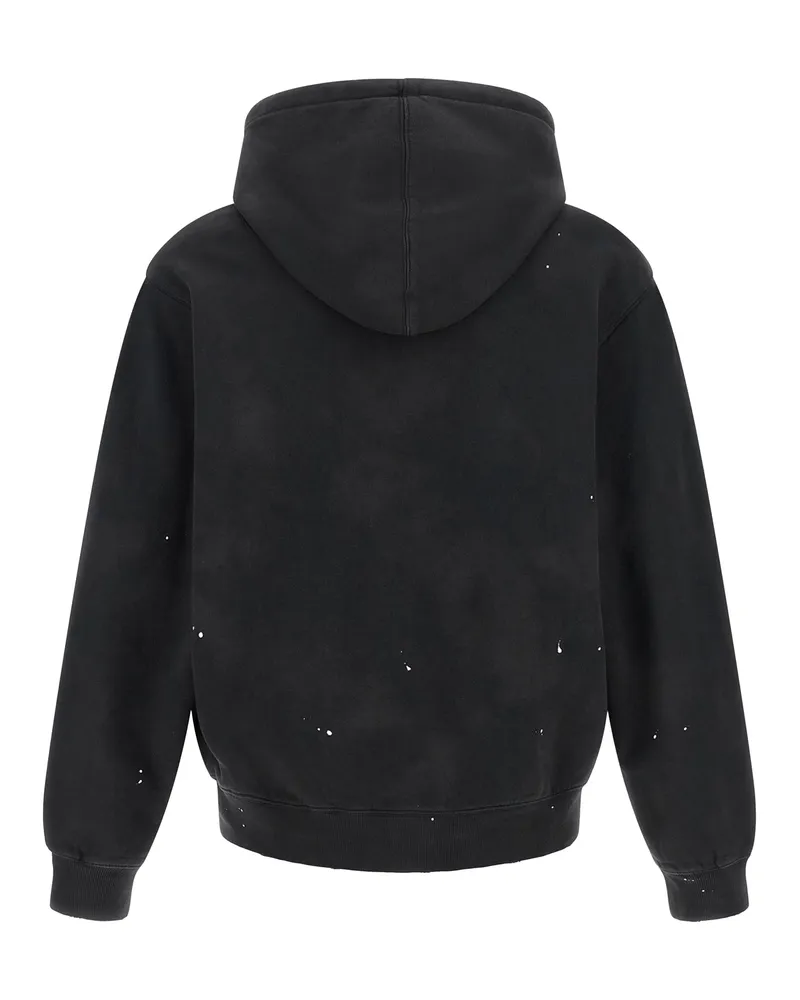 Carhartt WIP Men's Hooded Painter Jacket Black Destroy Wash Wash-Splatter Cotton Sweat Sweatshirts Wash/splatter Sweater Black