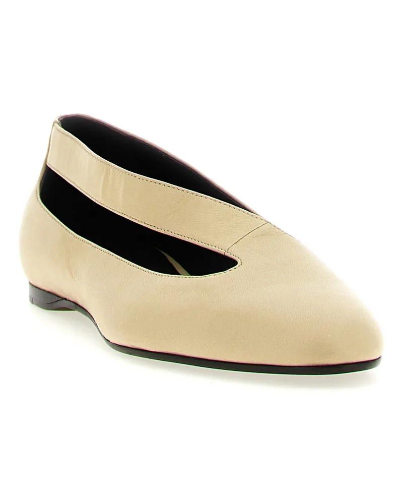 KHAITE Women's Beige Lamb Leather Ballet Flats Beige