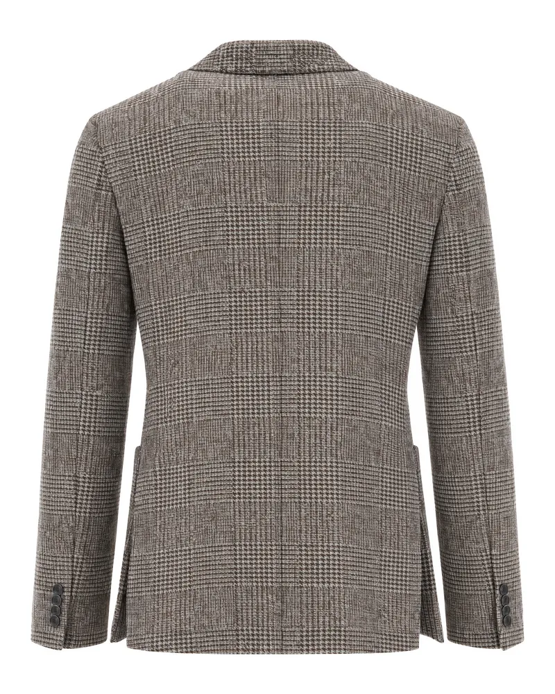 Luigi Bianchi Mantova Prince of Wales Check Blazer — Brown Brown