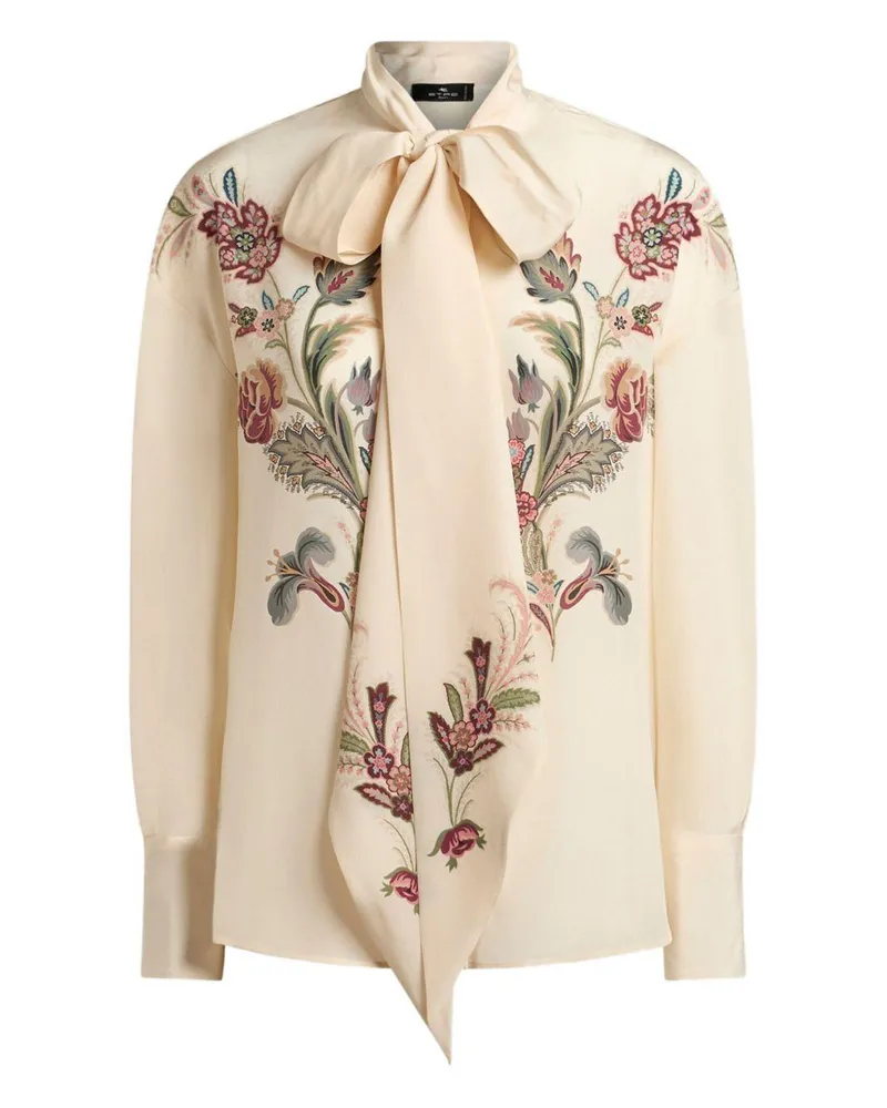 Etro Women's Silk Blouse With Floral Print Ivory Blouses Shirt Ivory