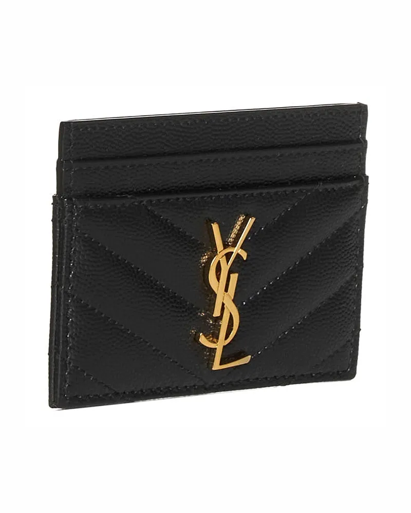 Saint Laurent Women's Mini Cardholder Cassandre Matelassé Black Calfskin Wallets & Purses Black