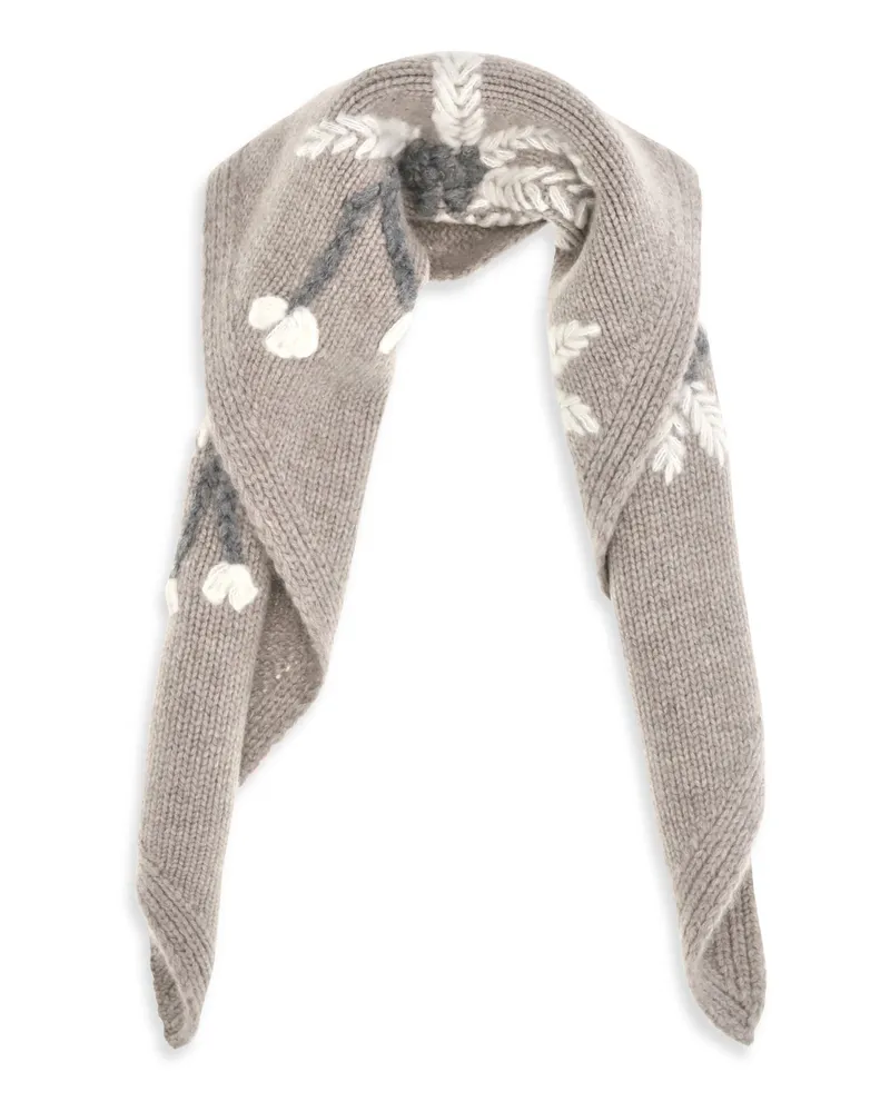 P.A.R.O.S.H. Women's Wallaby Floral Knit Scarf Tortora Merino Wool Ovis Aries Scarfs Beige