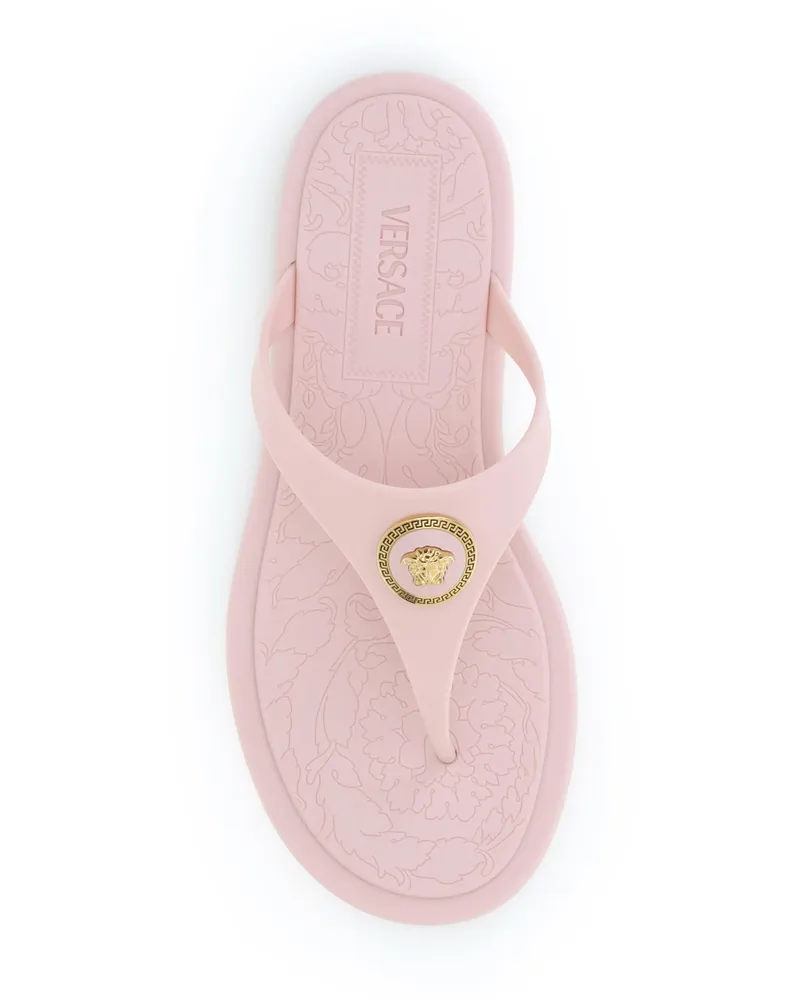 Versace Women's Rubber Thong Sandals Pastel Pink-Gold Pink/gold Pink