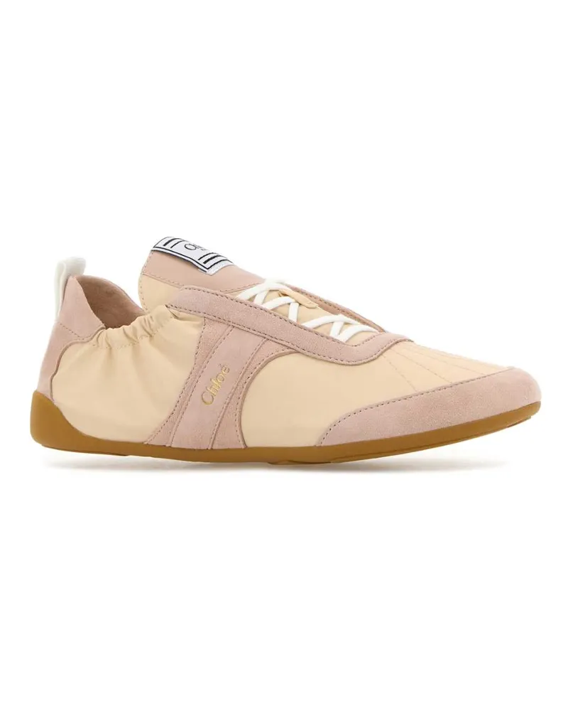 Chloé Padded Nylon & Suede Sneaker — Beige Beige