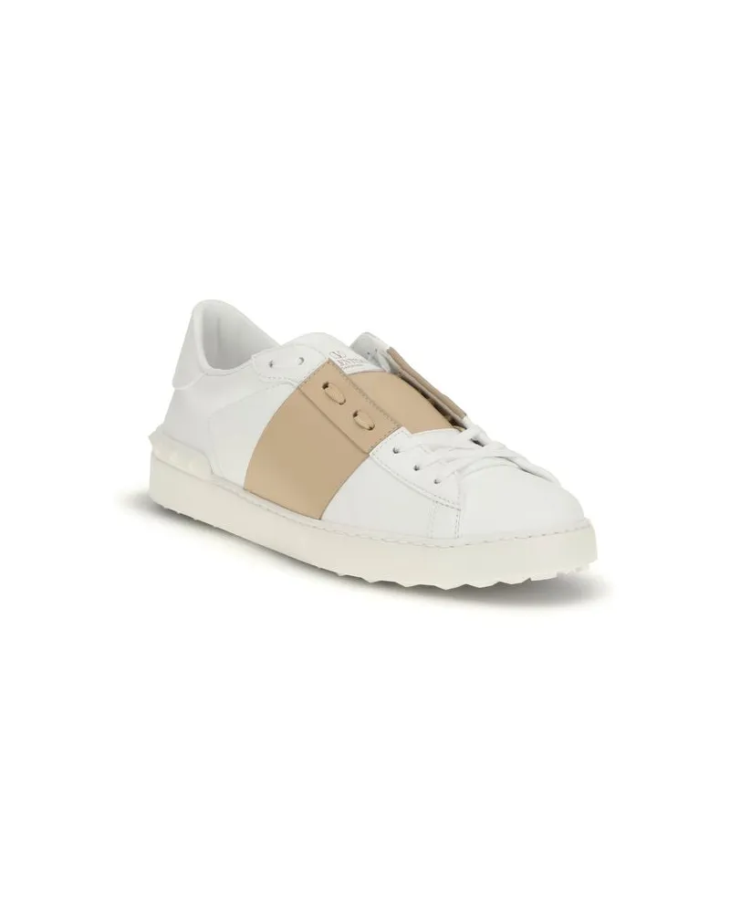 Valentino Garavani Men's White Calf Leather Bos Taurus Low Top Sneakers White