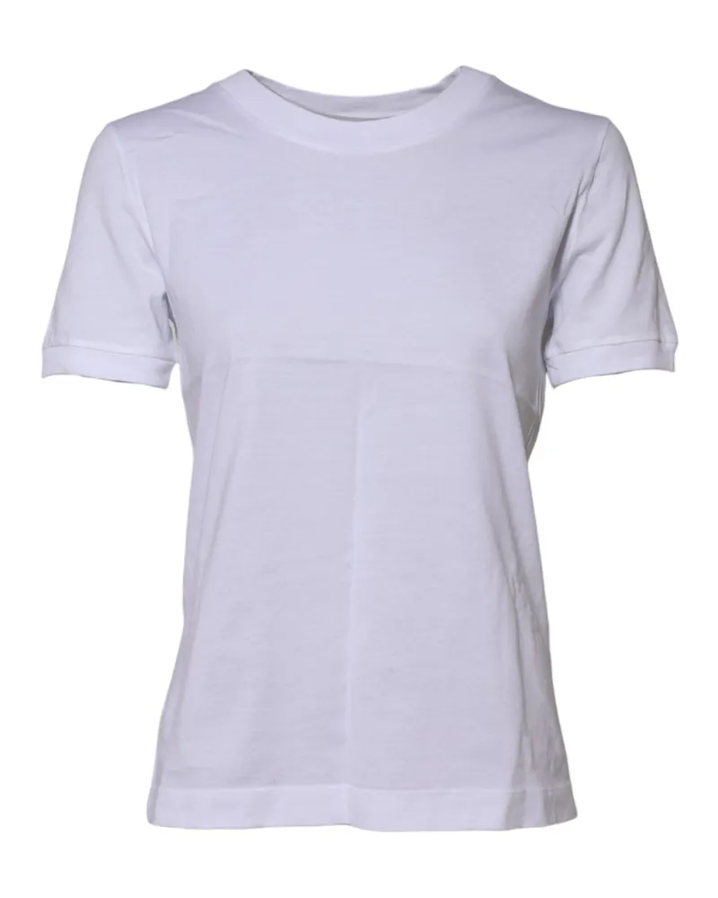 Dolce & Gabbana Women White Cotton Round Neck Short Sleeves T-Shirt White