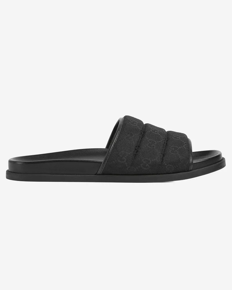 Gucci Men's Sandals Slider Black Cotton Black