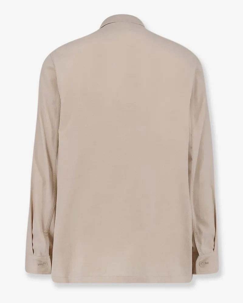Hevò Men's Cotton Blend Shirt-Jacket Beige Beige