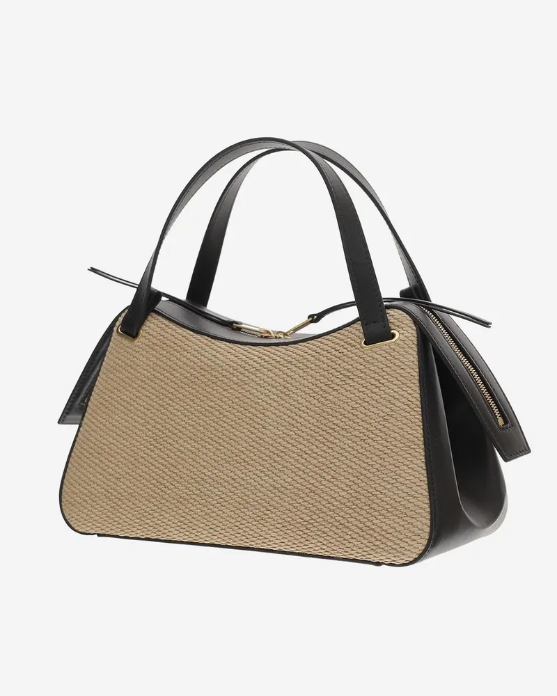 Jil Sander Women's Leather And Raffia Bag Natural Polyamide Shoulder Beige