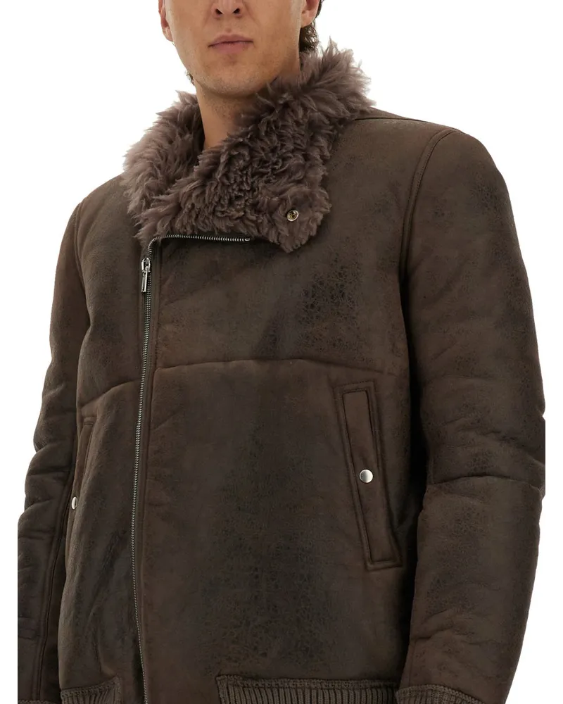Rick Owens Calfskin Leather Bomber Jacket — Gray Gray