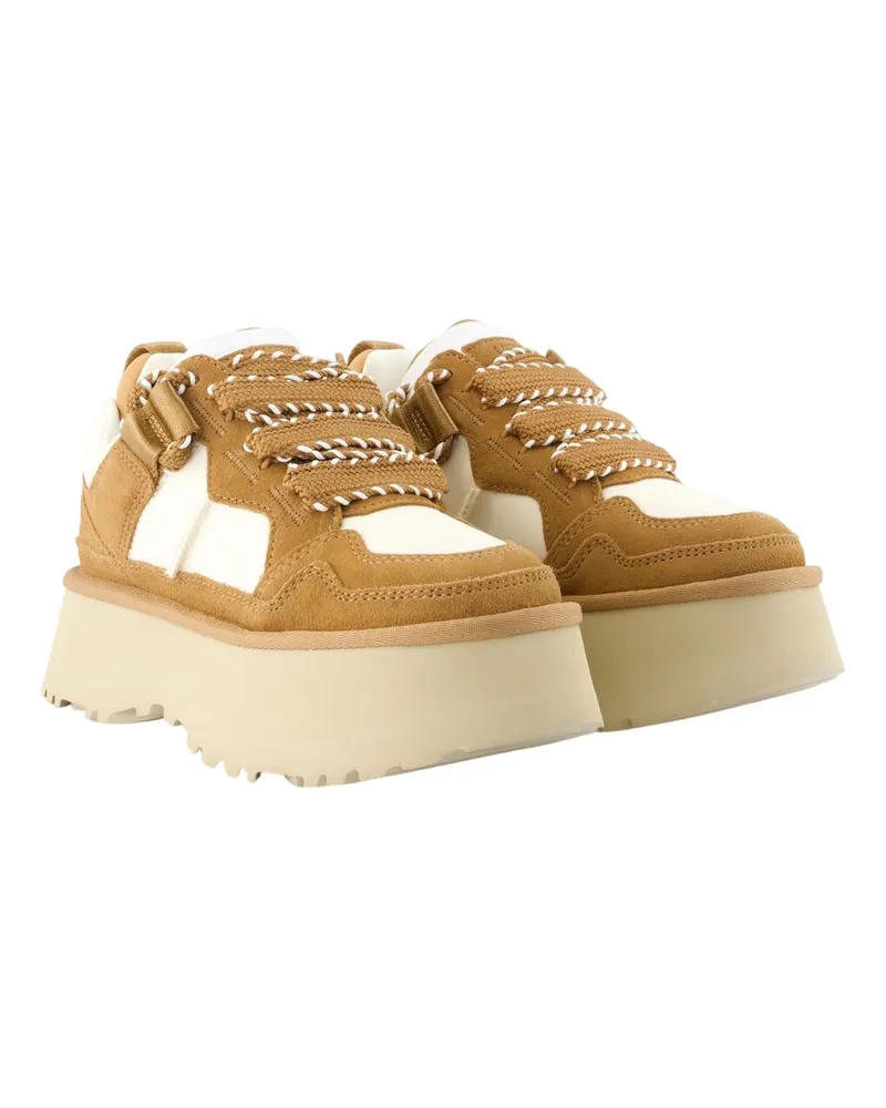 UGG Women's Astromel Sneakers -  Leather Brown Lambskin Shoes Brown