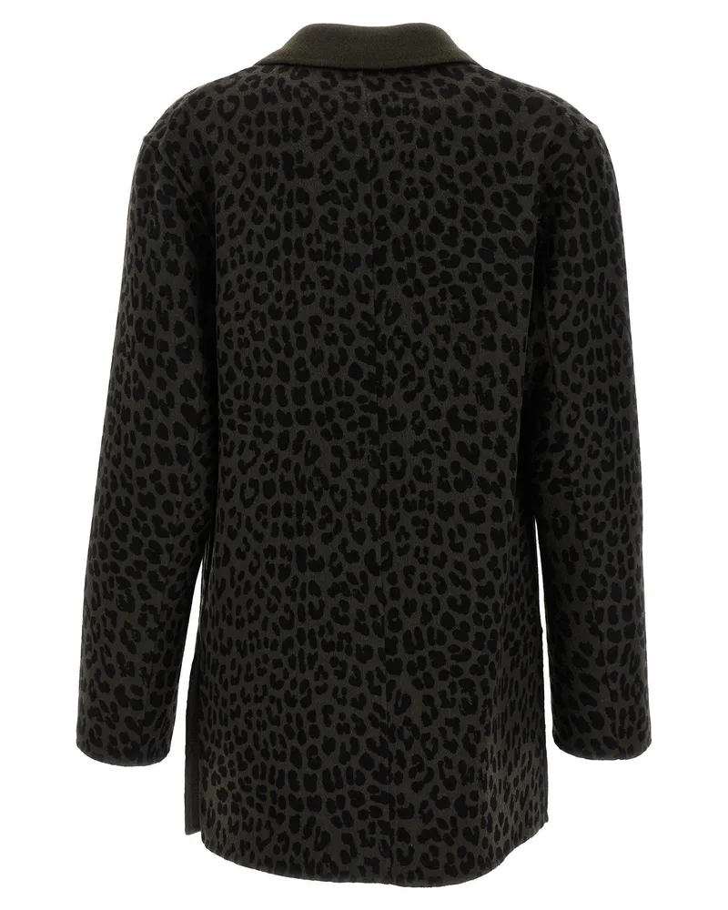 P.A.R.O.S.H. Leopard Print Wool Blazer — Black Black