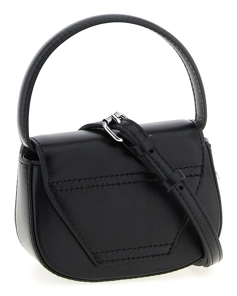 Diesel Logo-Embellished Leather Shoulder Bag — Black Black