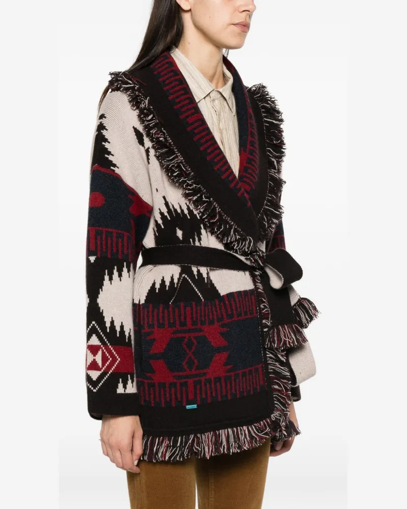 Alanui Jacquard Cashmere Cardigan — Red Red
