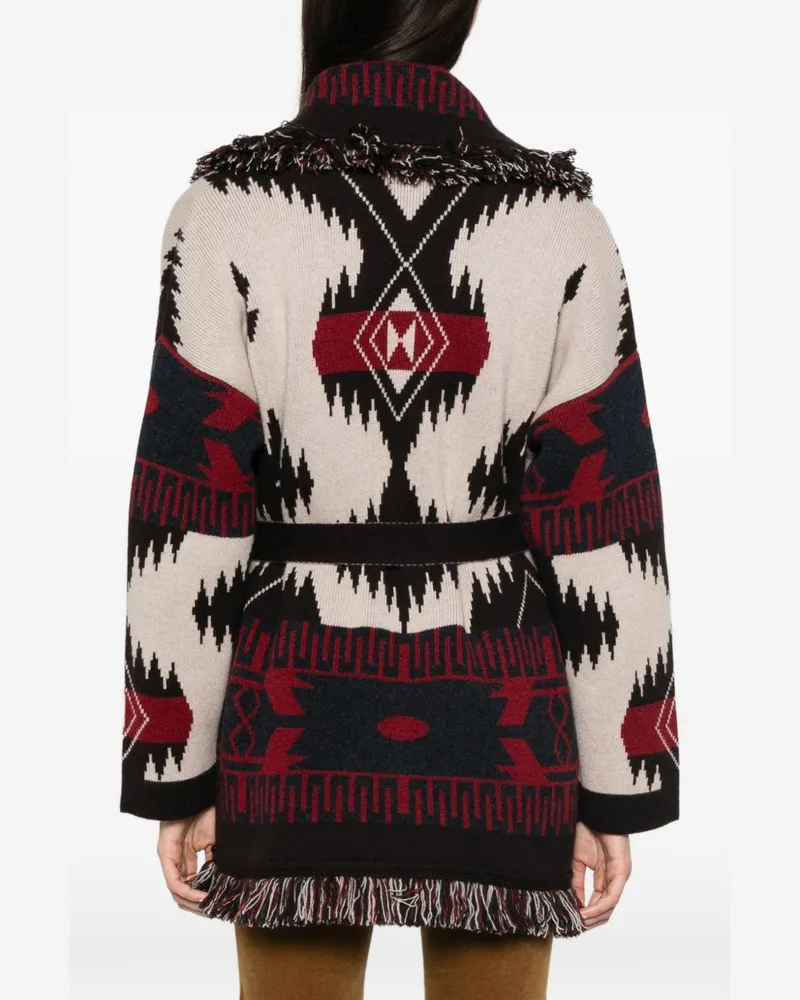 Alanui Jacquard Cashmere Cardigan — Red Red