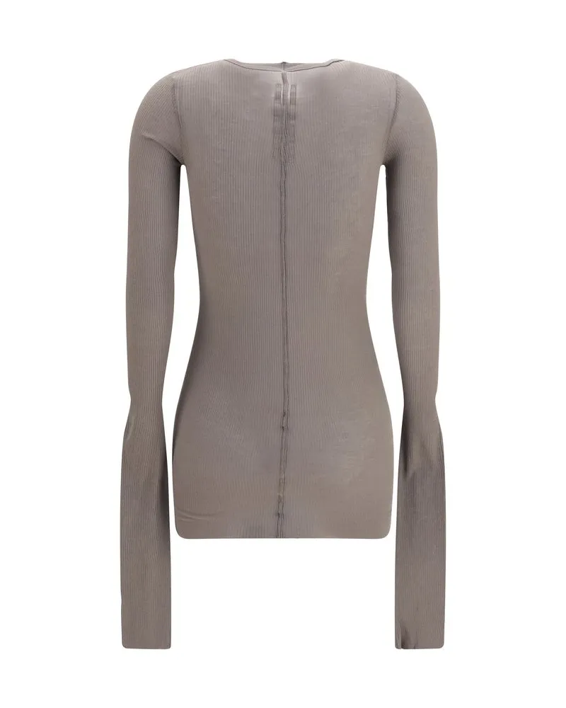 Rick Owens Women's Gray Viscose Long Sleeve T-Shirt Gray