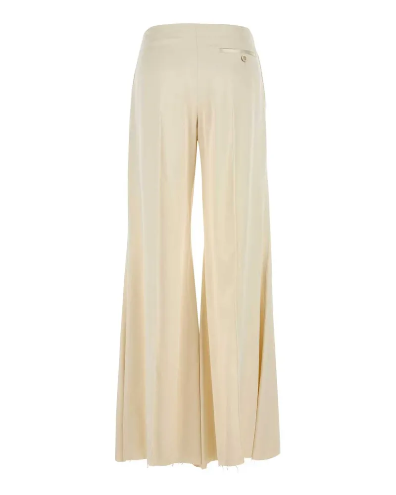 Alexander McQueen Women's Cream Satin Wide-Leg Pant Oyster Exterior: Viscose Pantaloni Beige