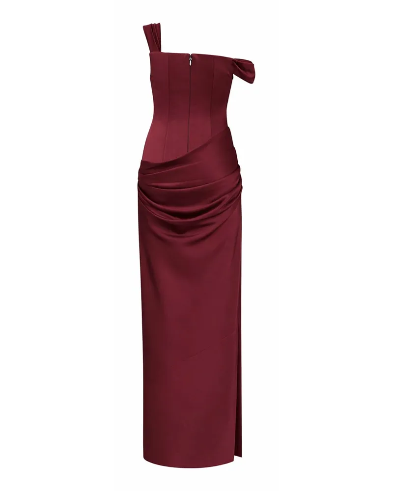 Alex Perry Women's Dress Port Satin Crepe Bordeaux Acetate Bordeaux