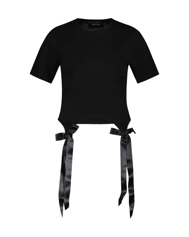 Simone Rocha Women Bow-Tail Detail T-Shirt Black Lyocell Black