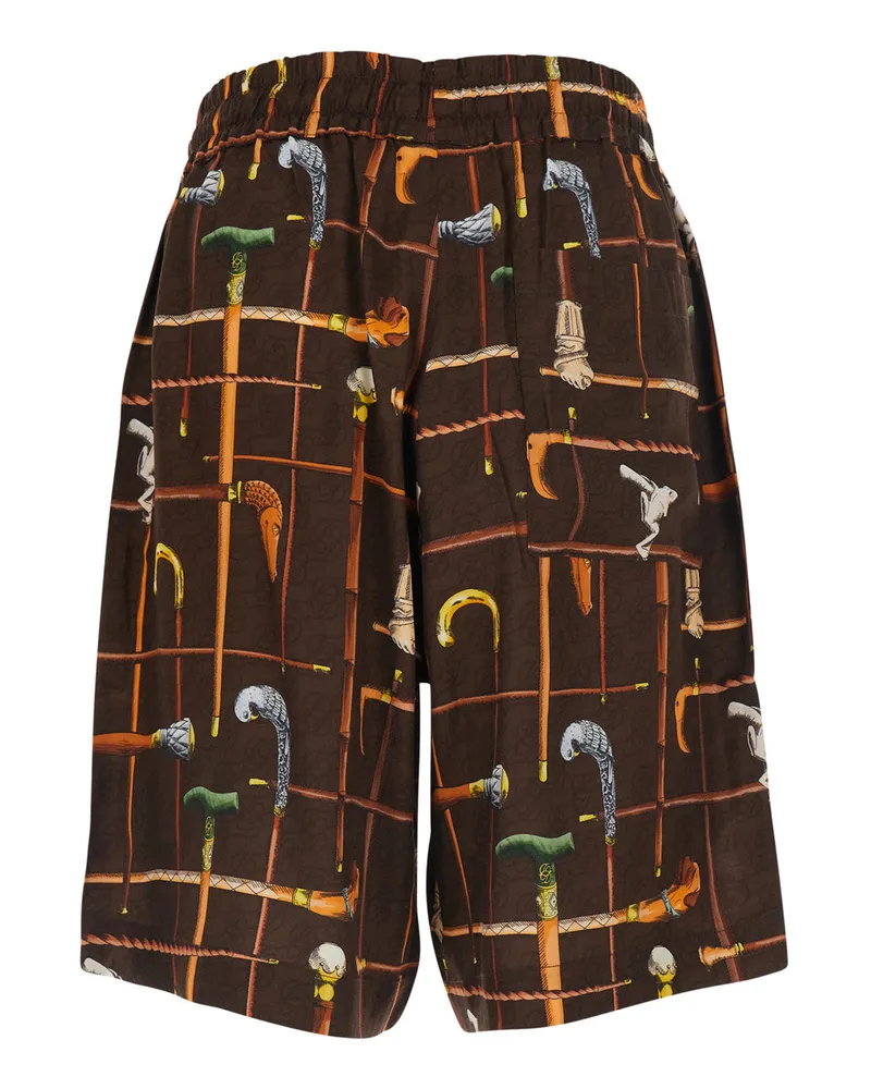 Drôle de Monsieur Men's Bermuda Shorts Cannes Brown Viscose Brown
