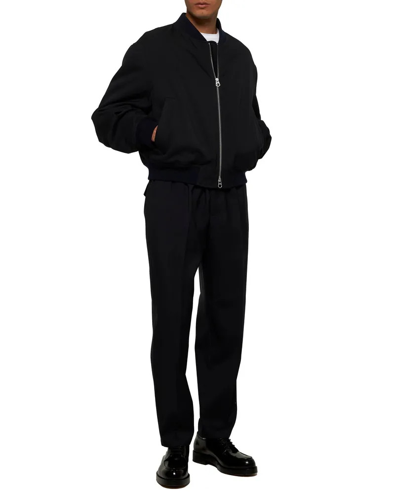Jil Sander Men's Blue Gabardine Tapered Trousers Wool Blue