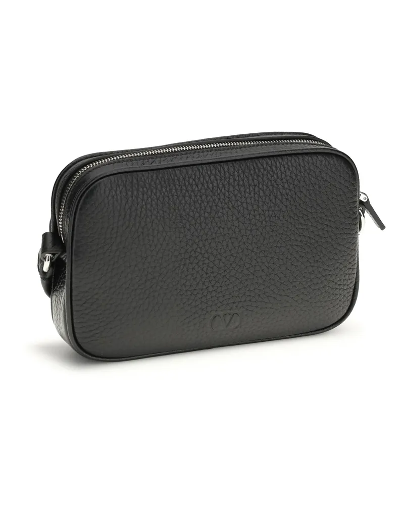 Valentino Garavani Men's Mini Shoulder Bag Rockstud Black Calf Leather Wash Black