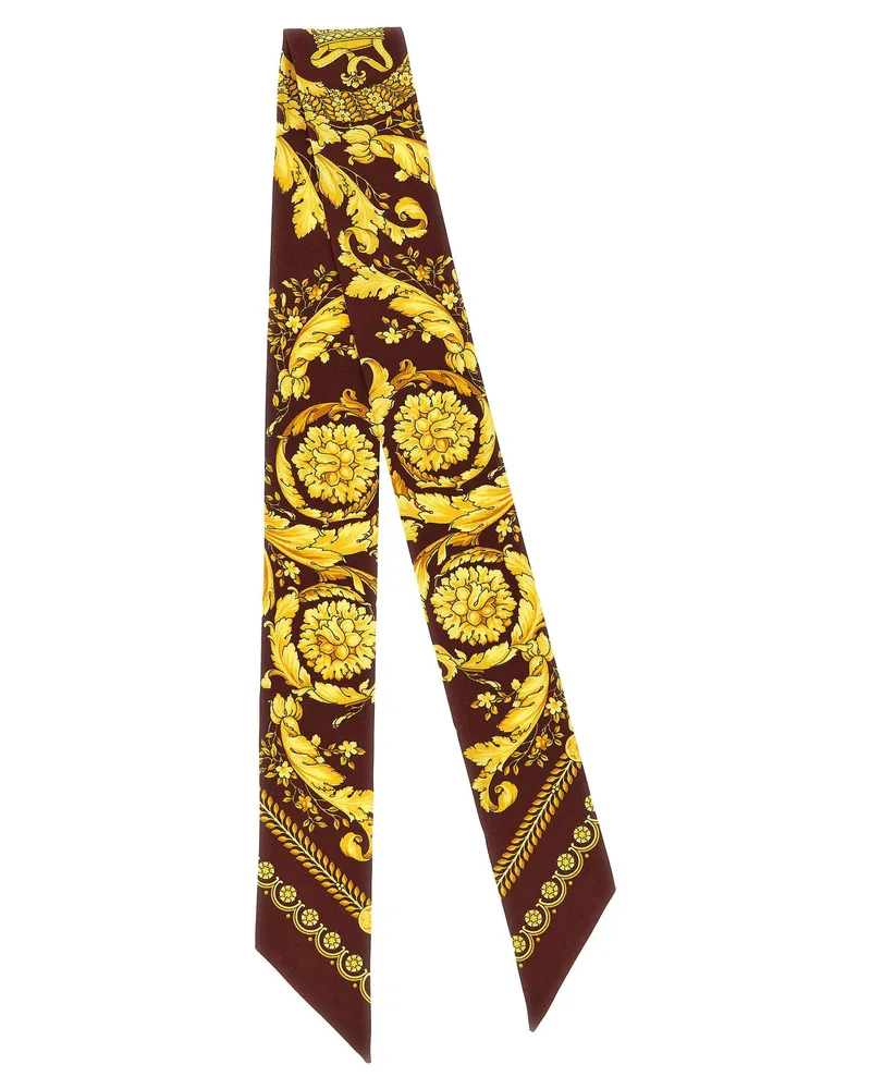 Versace Baroque Printed Silk Twill Scarf — Burgundy Burgundy