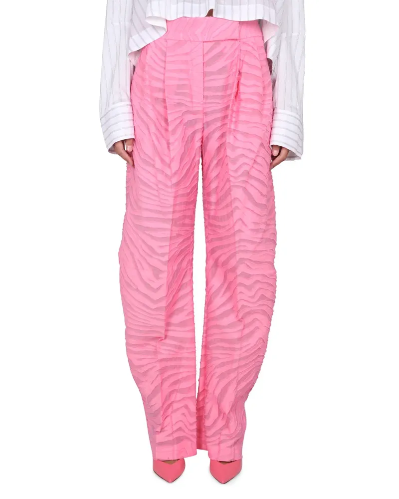 ATTICO High-Waist Cotton Trousers — Pink Pink