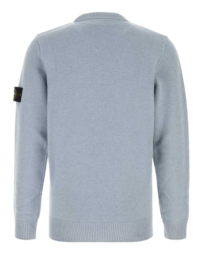 Stone Island Men's Light Blue Wool Blend Sweater Grey Exterior: Virgin Nylon Maglieria Gray