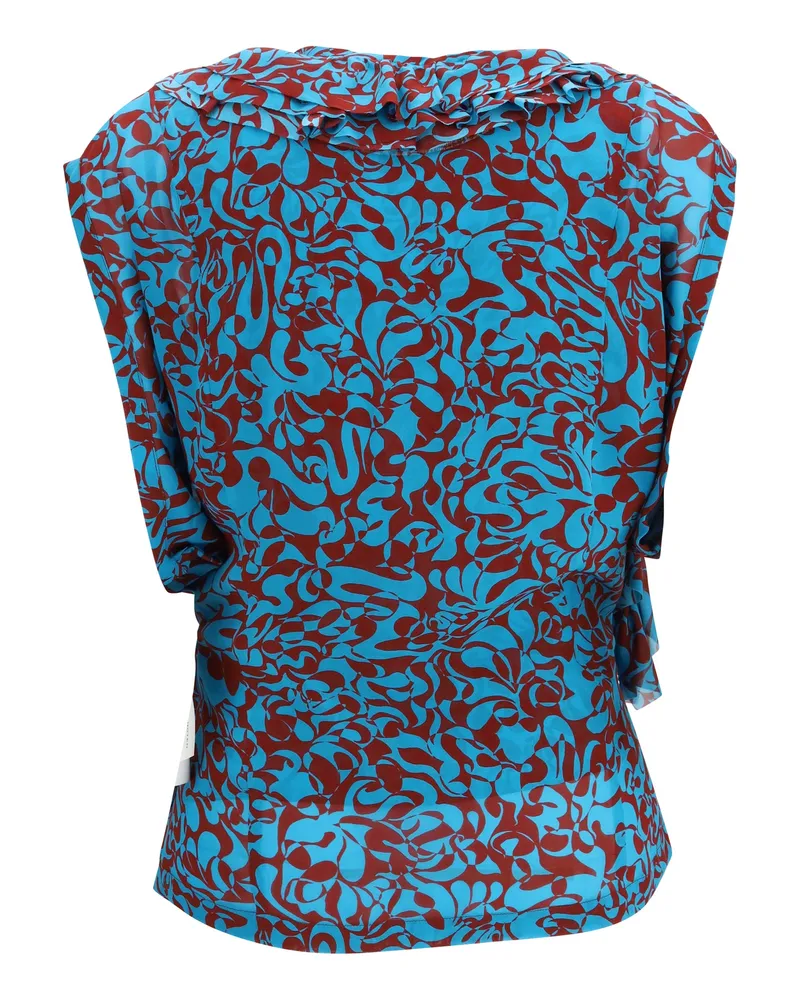 Dries van Noten Women's Blouse Printed Cotton Turquoise Shirt Turquoise
