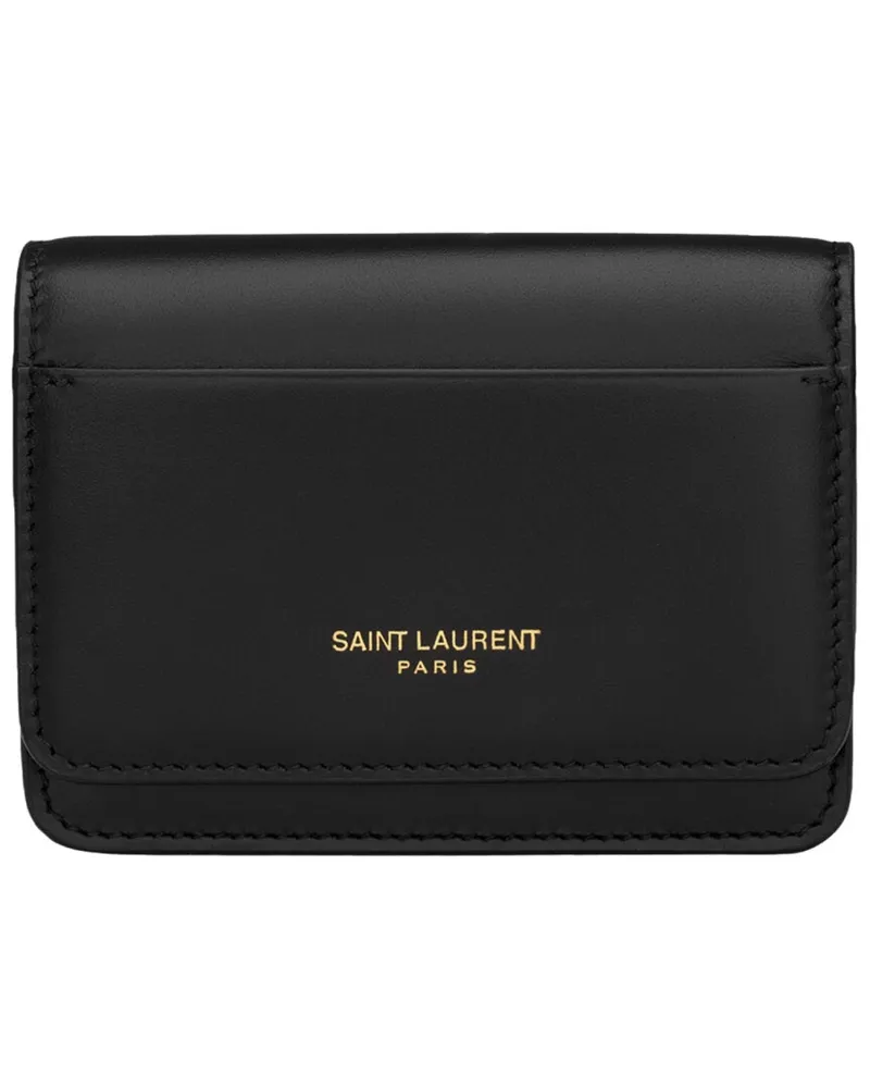 Saint Laurent Calf Leather Card Case — Black Black
