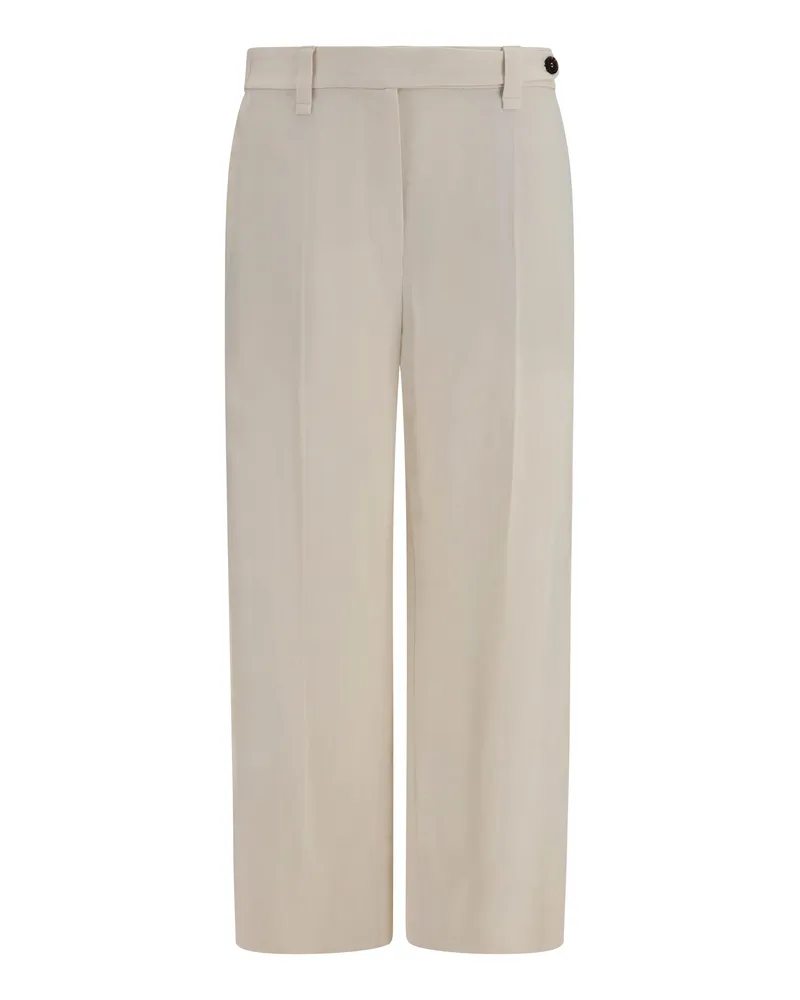Brunello Cucinelli Women's Cigarette Pants Viscose-Linen Cream Viscose; Other Fibres Trousers Beige