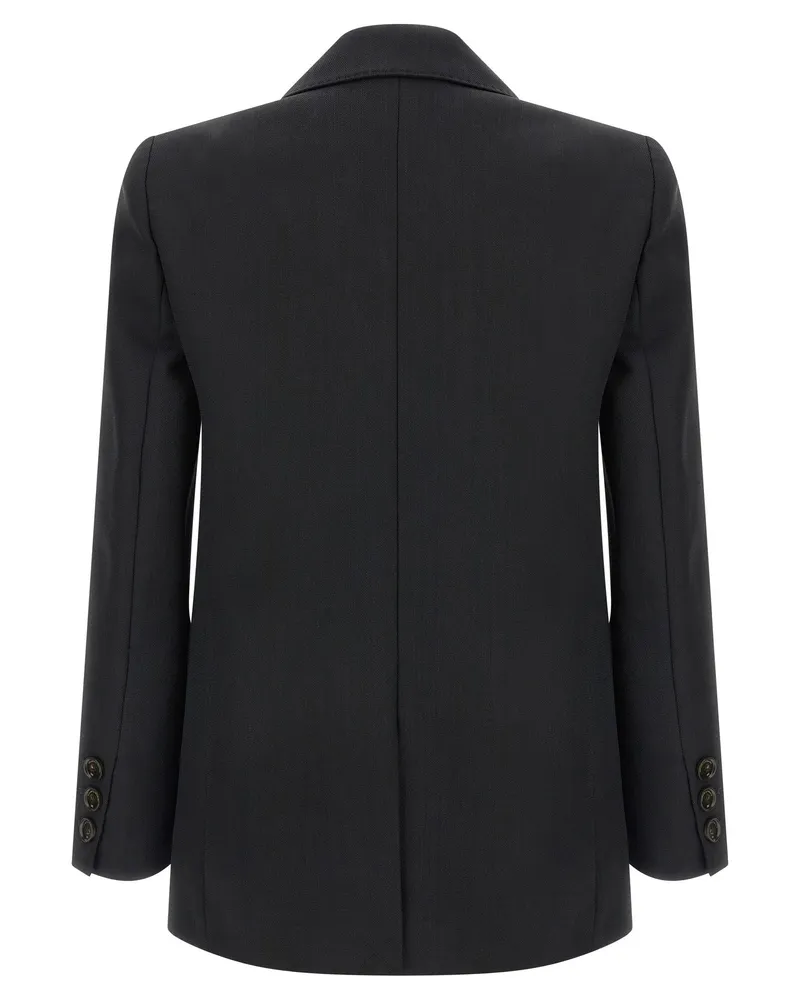 Elisabetta Franchi Double-Breasted Virgin Wool Blazer — Black Black