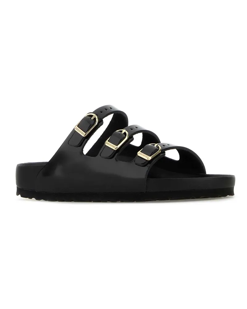 Birkenstock Women's Black Leather Florida Slippers Flat Shoes Black