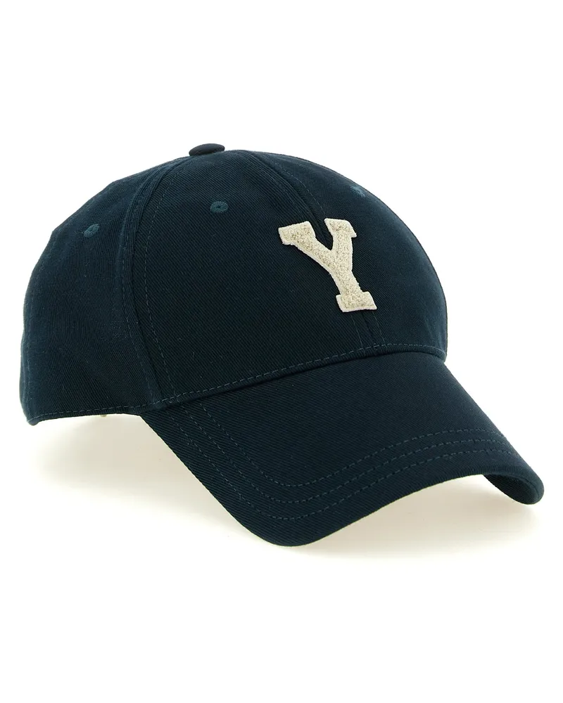 Saint Laurent Men Bicolor Cotton Cap (baseball Hat Navy