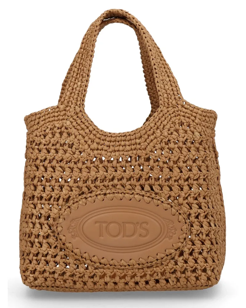 TOD'S Viscose-Leather Blend Shoulder Bag — Beige Beige