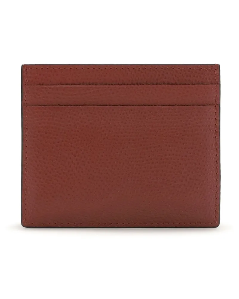 Valentino Garavani Men's Vlogo Signature Card Holder Blood Red Calf Leather Bos Taurus Wallet Red