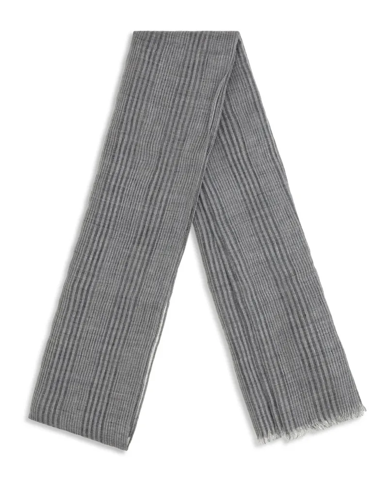 Brunello Cucinelli Women's Linen Scarf With Lurex Details Grigio+argento Linen; Viscose; Polyester Scarfs Gray