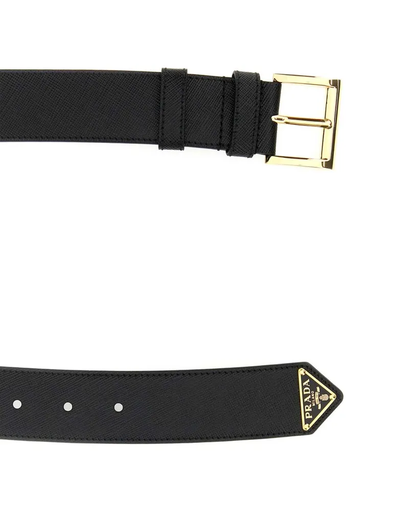 Prada Women's Black Leather Belt Nero Vitello Cinture Black